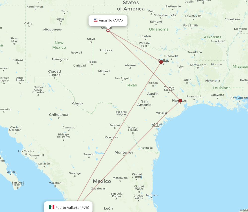 AMA-PVR flight routes