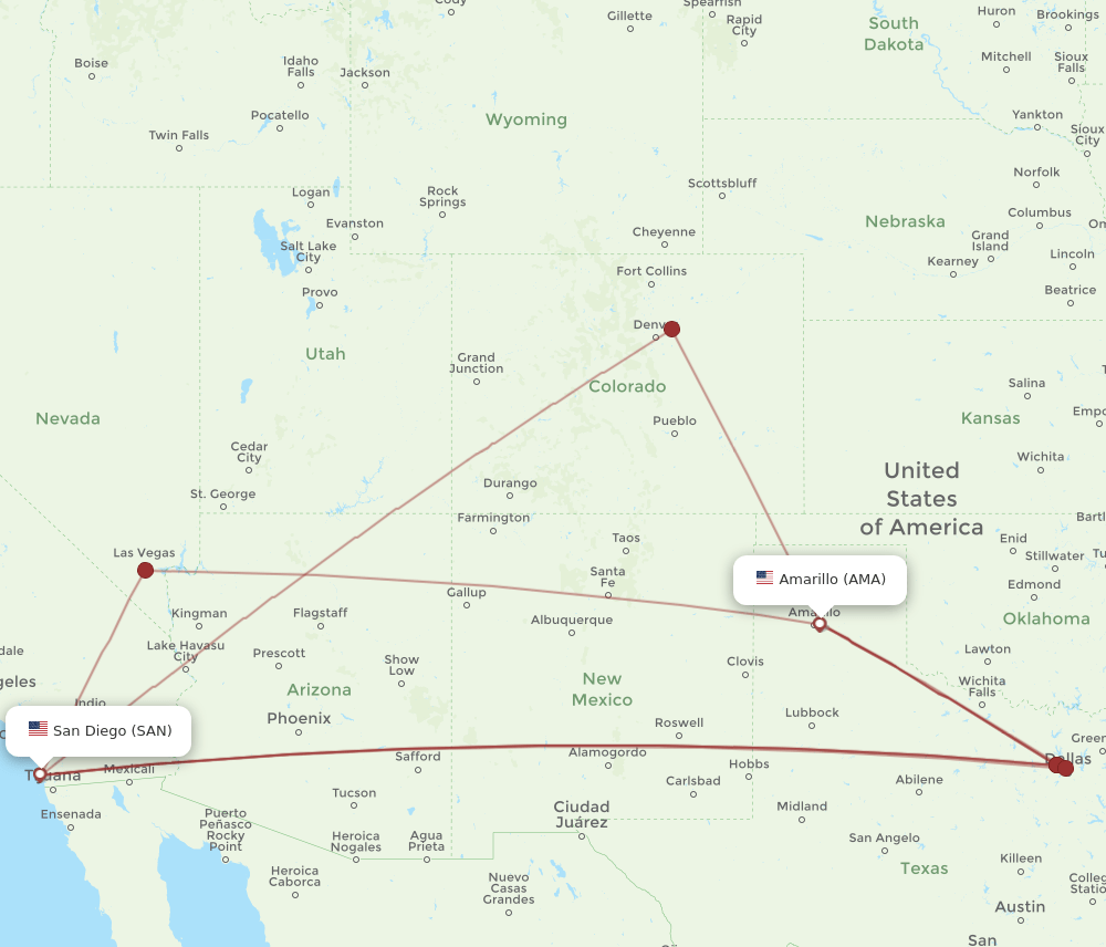AMA-SAN flight routes