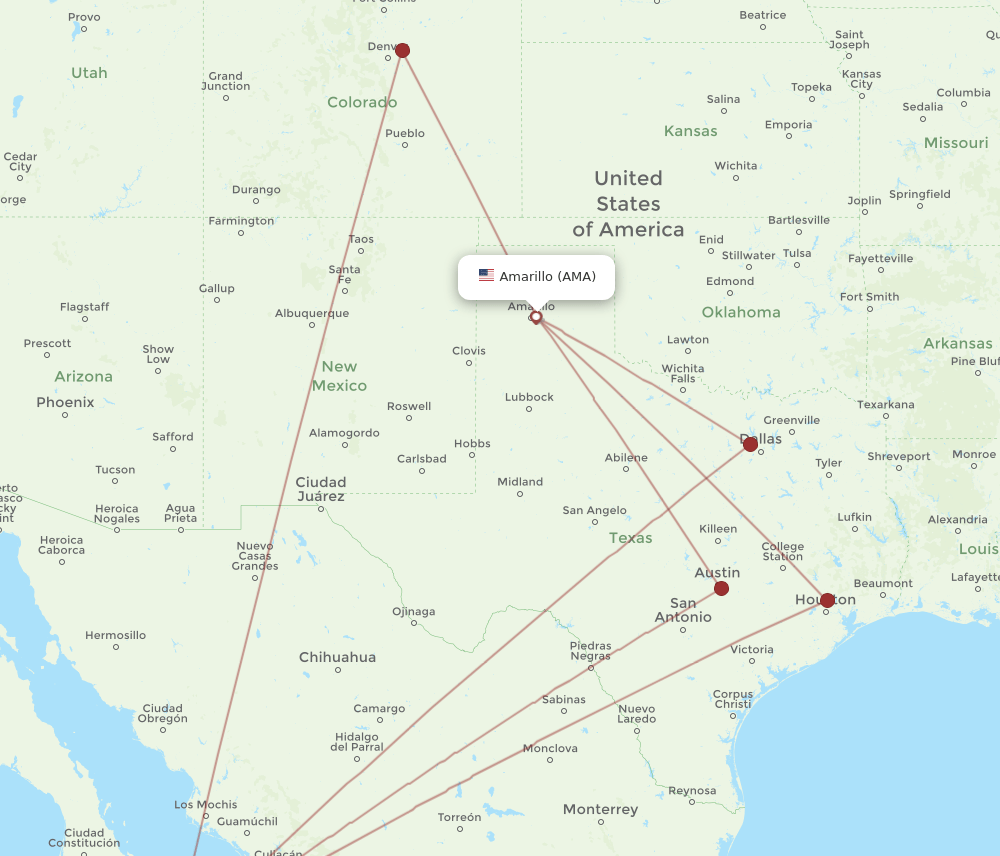 AMA-SJD flight routes