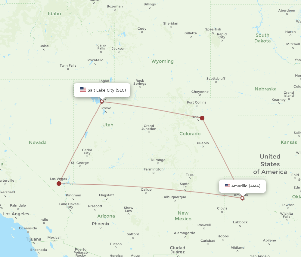 AMA-SLC flight routes