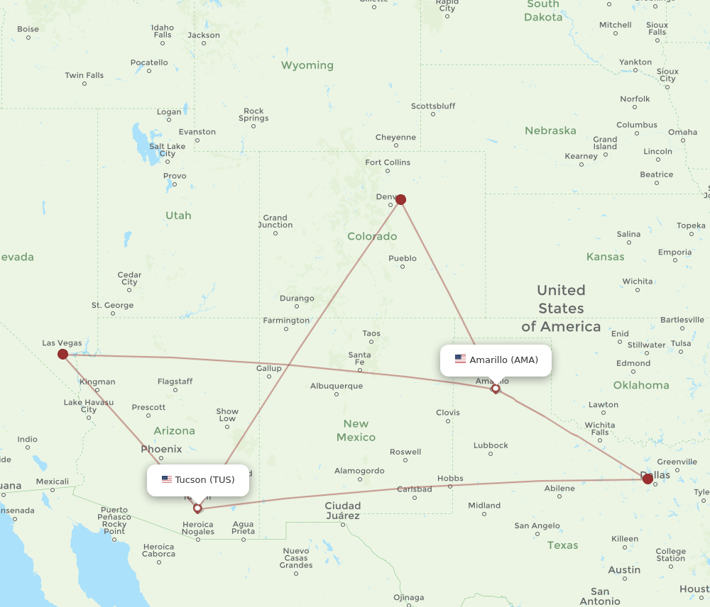 AMA-TUS flight routes
