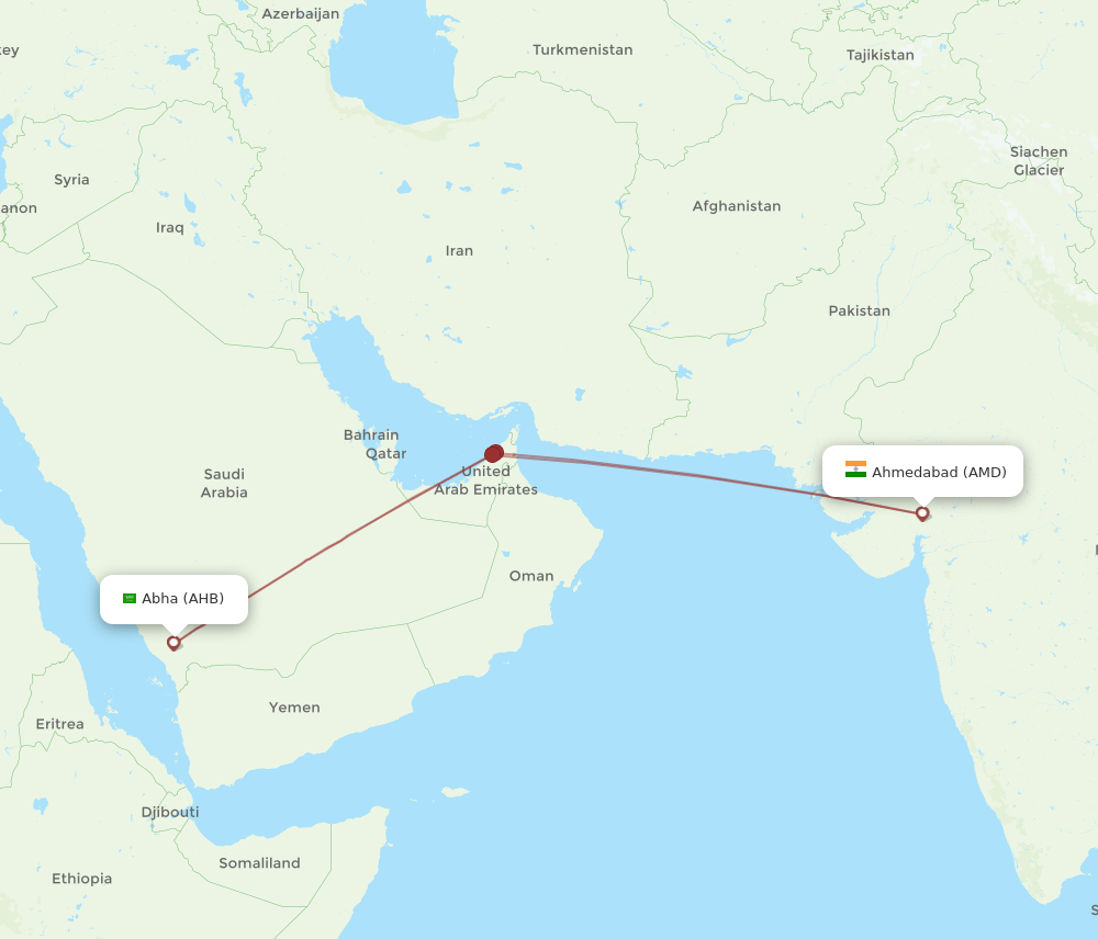 AMD to AHB flights and routes map