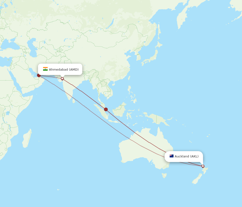 AMD-AKL flight routes