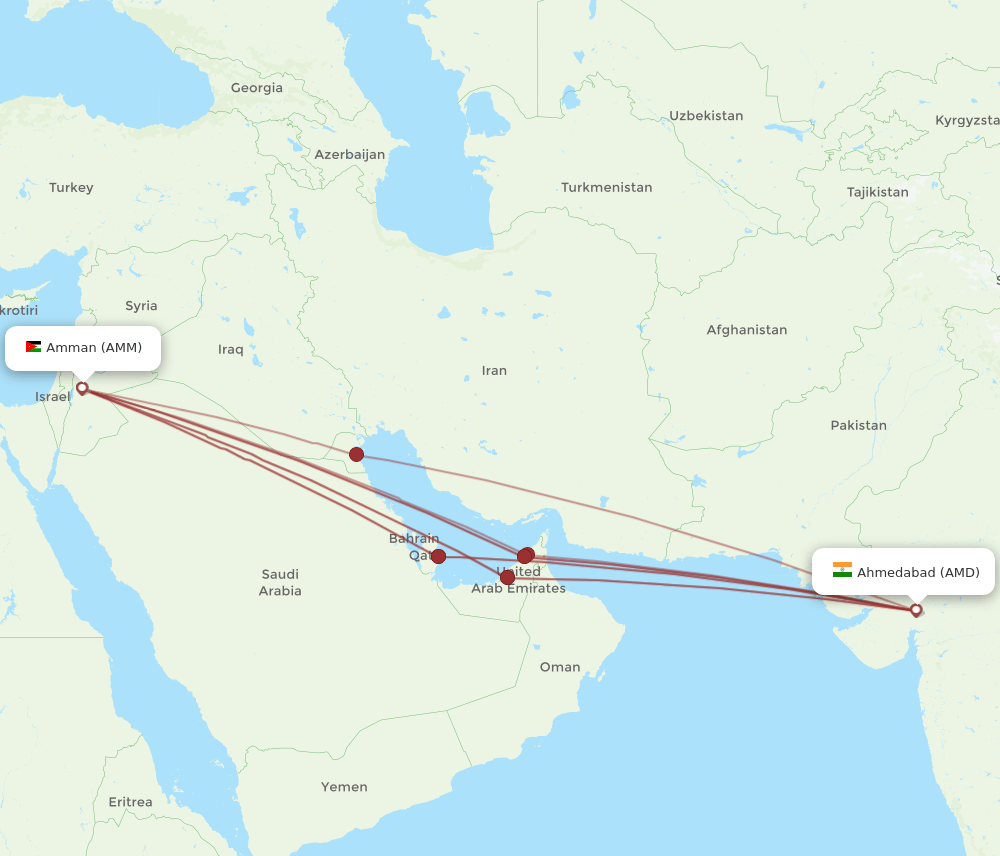 AMD to AMM flights and routes map