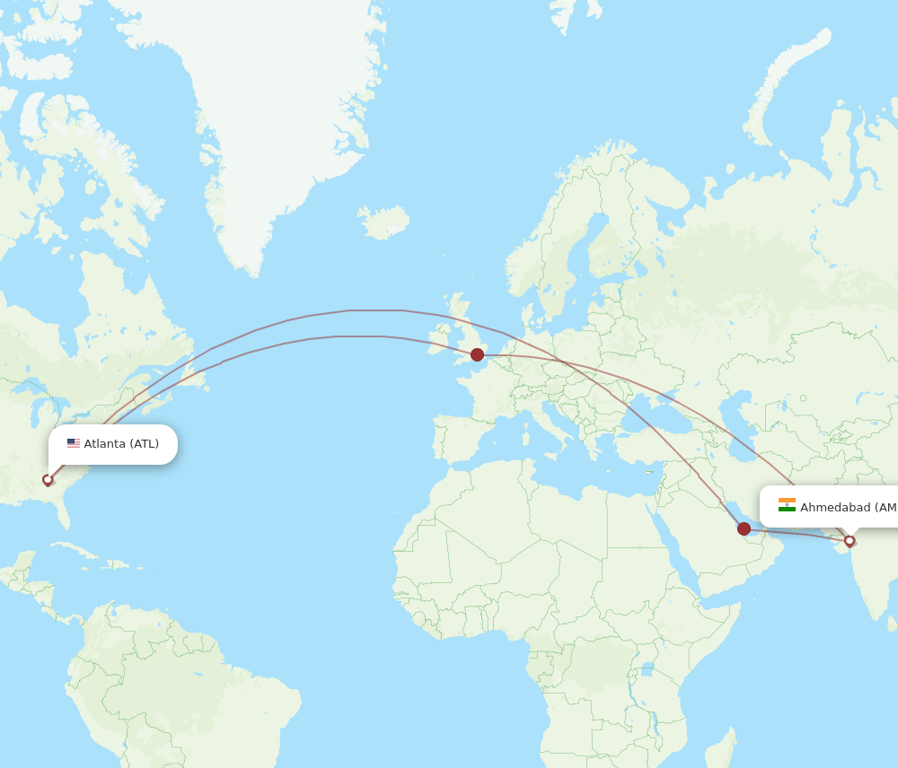 AMD to ATL flights and routes map