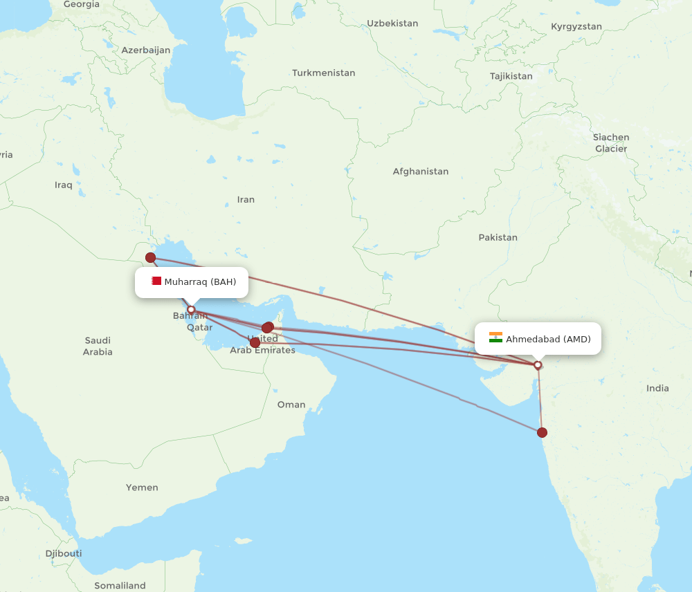 AMD-BAH flight routes