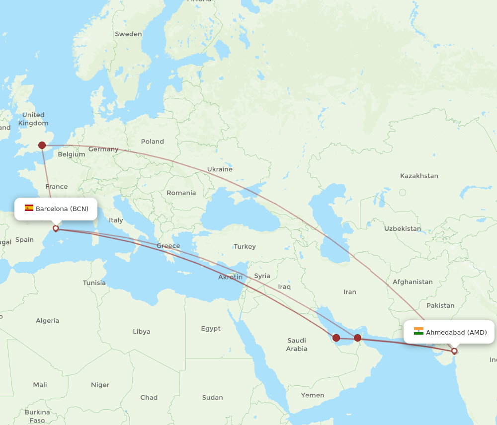 AMD-BCN flight routes