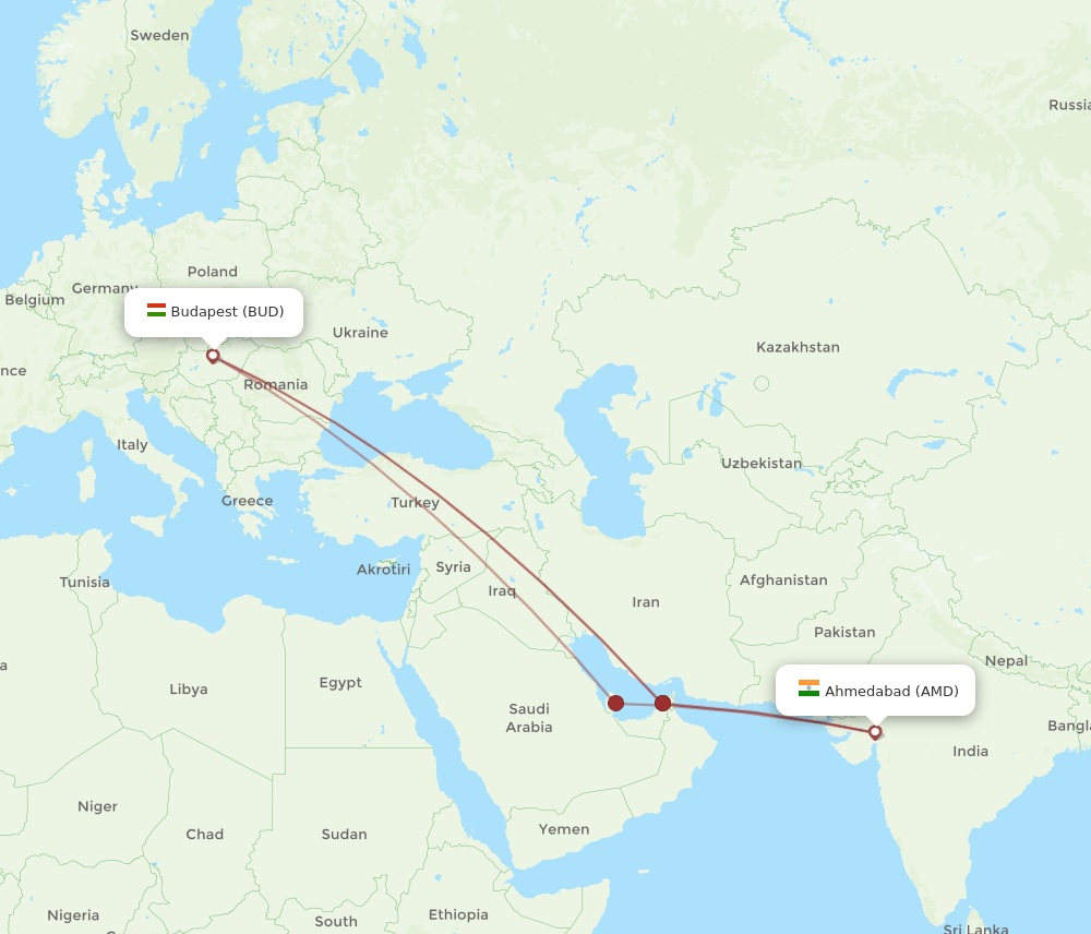 AMD-BUD flight routes