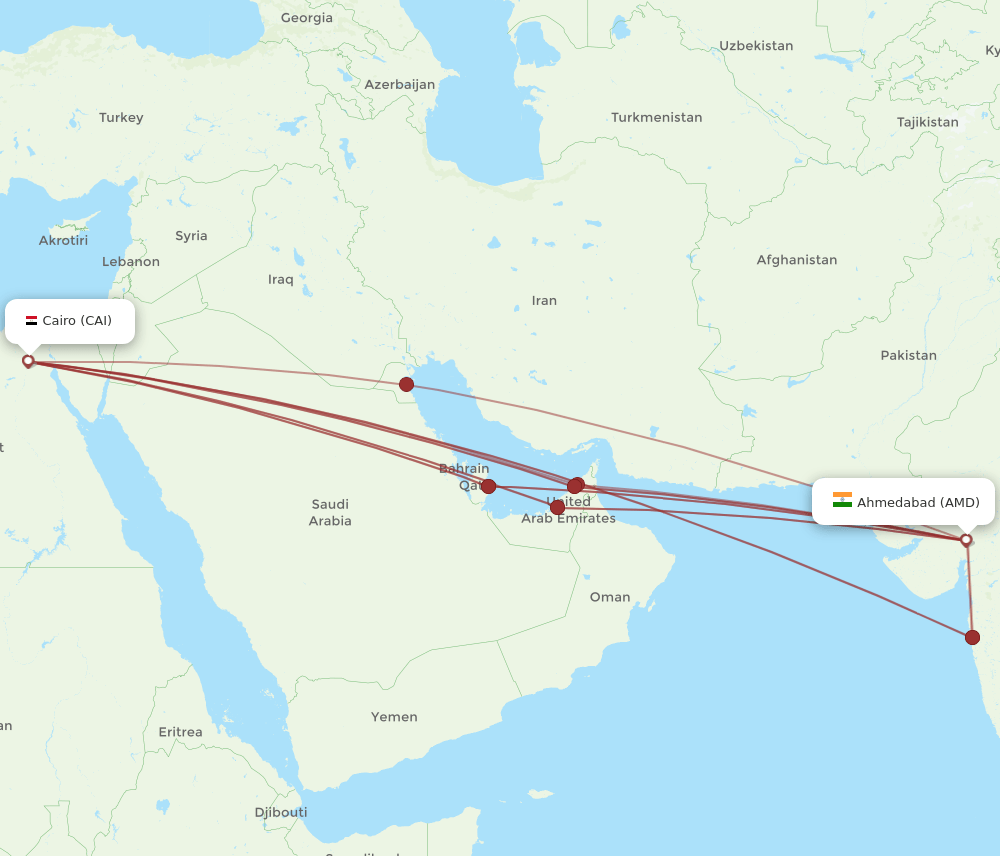 AMD to CAI flights and routes map