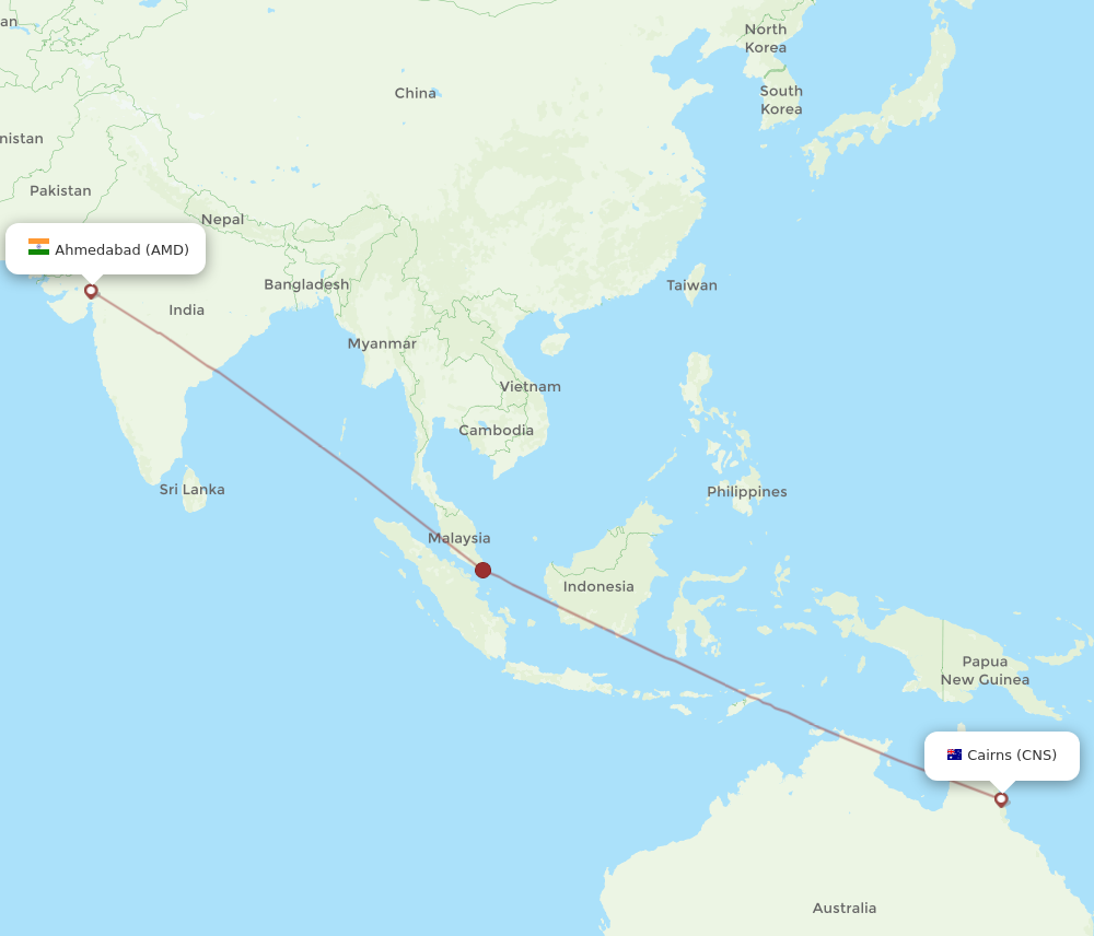 AMD to CNS flights and routes map