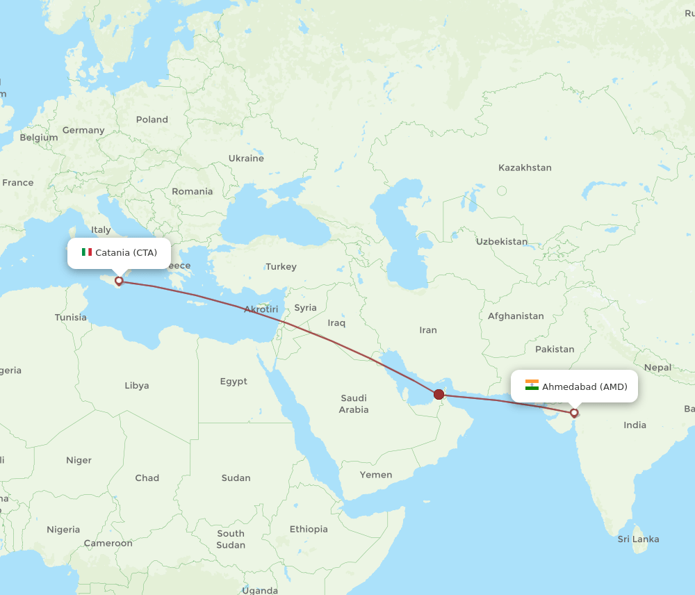 AMD to CTA flights and routes map
