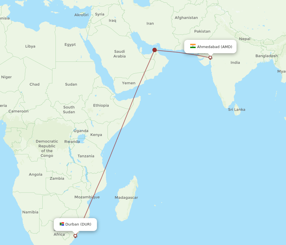 AMD-DUR flight routes