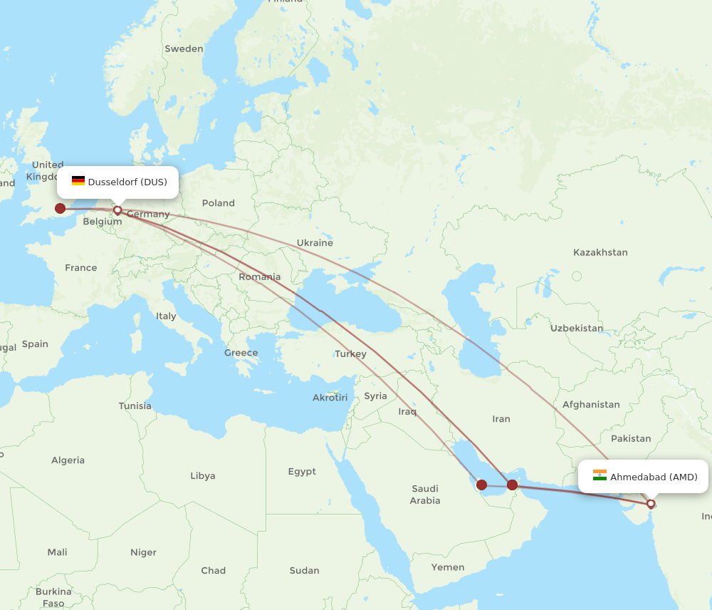 AMD-DUS flight routes