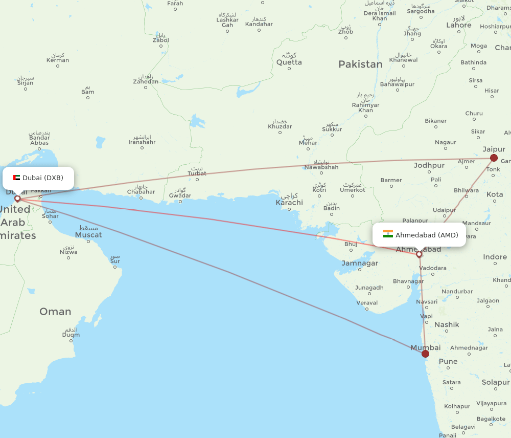 AMD-DXB flight routes