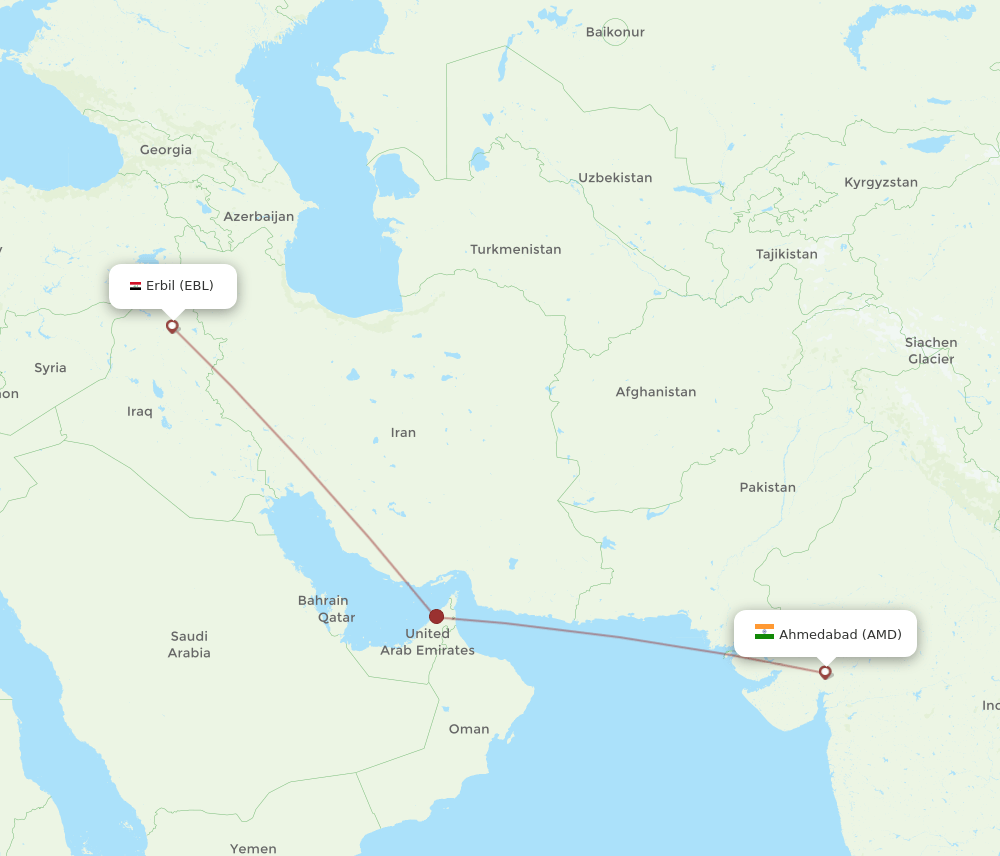AMD-EBL flight routes