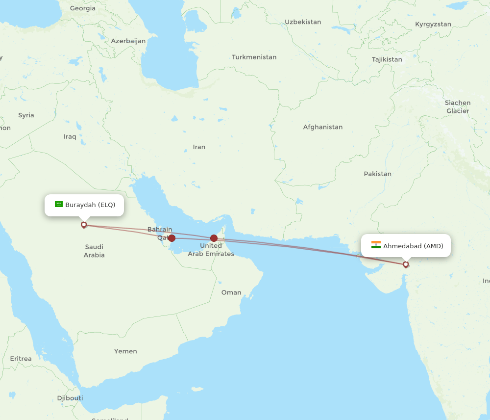 AMD-ELQ flight routes