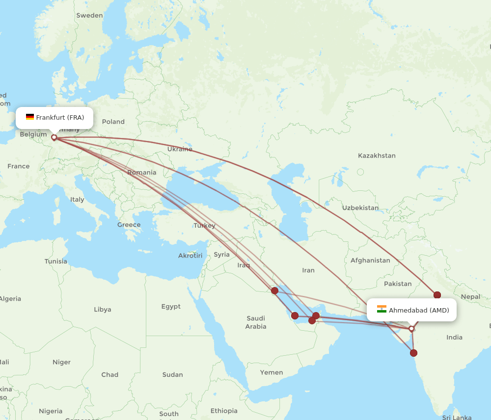 AMD-FRA flight routes