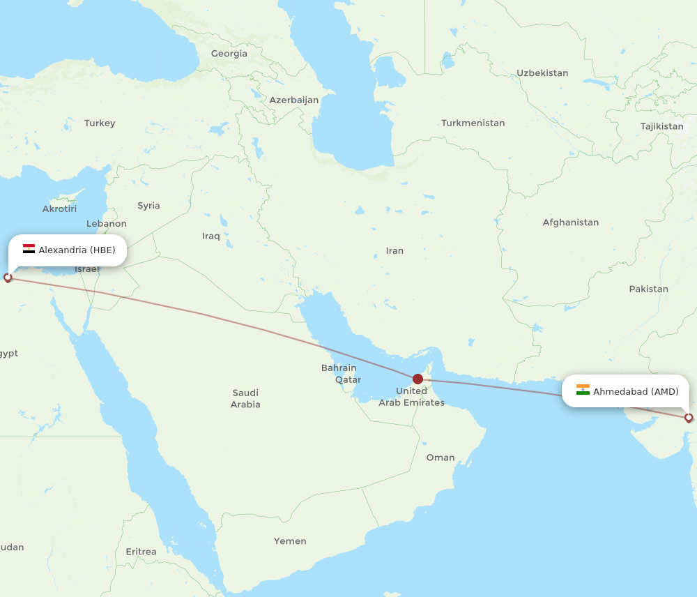 AMD to HBE flights and routes map