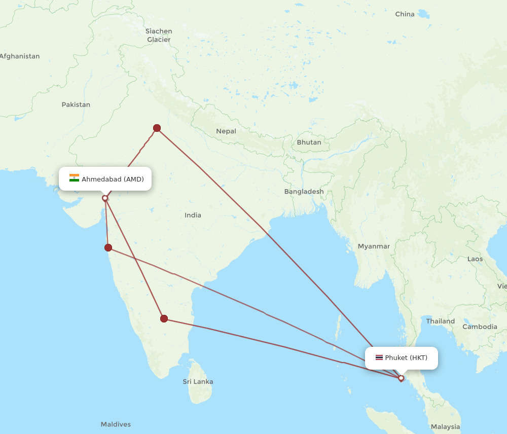 AMD-HKT flight routes