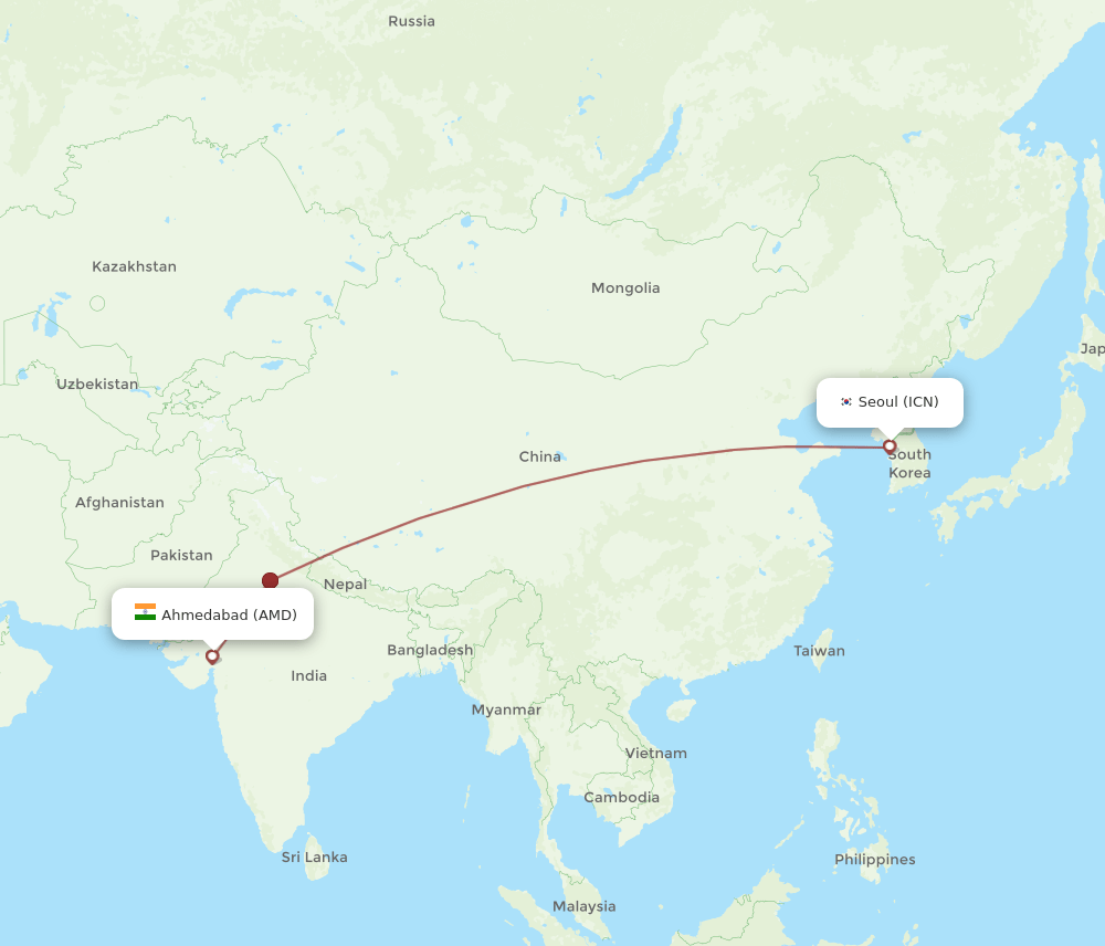 AMD-ICN flight routes