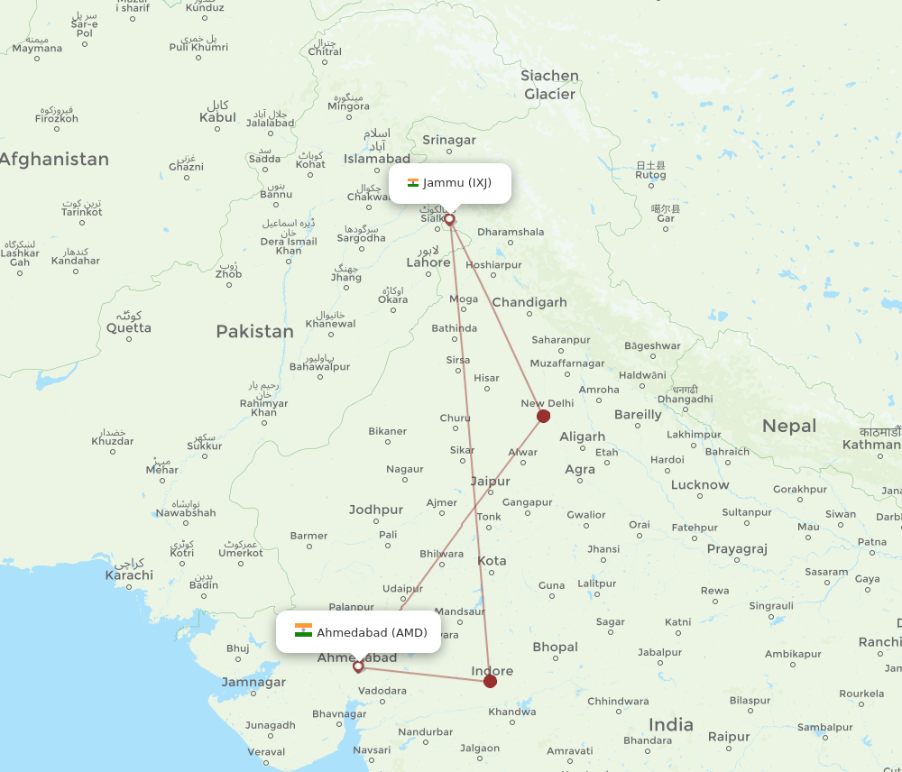AMD-IXJ flight routes