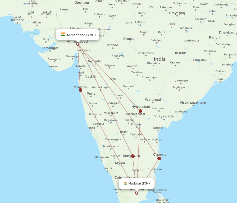 AMD-IXM flight routes
