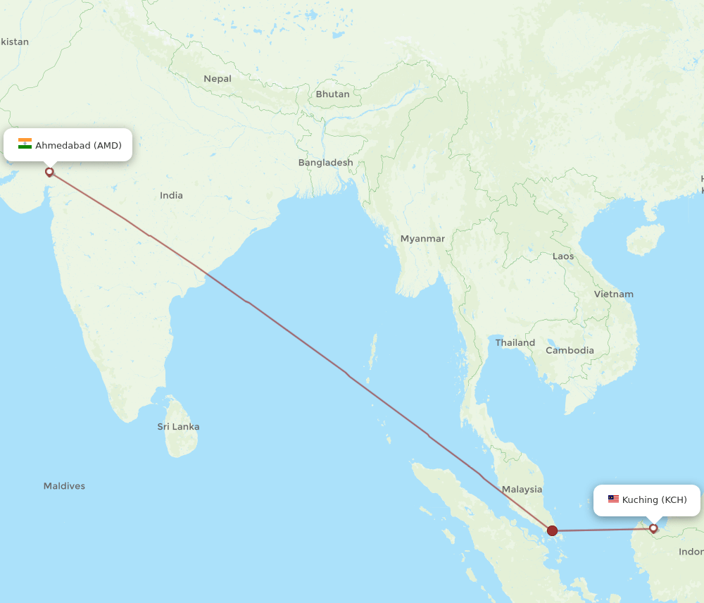 AMD-KCH flight routes