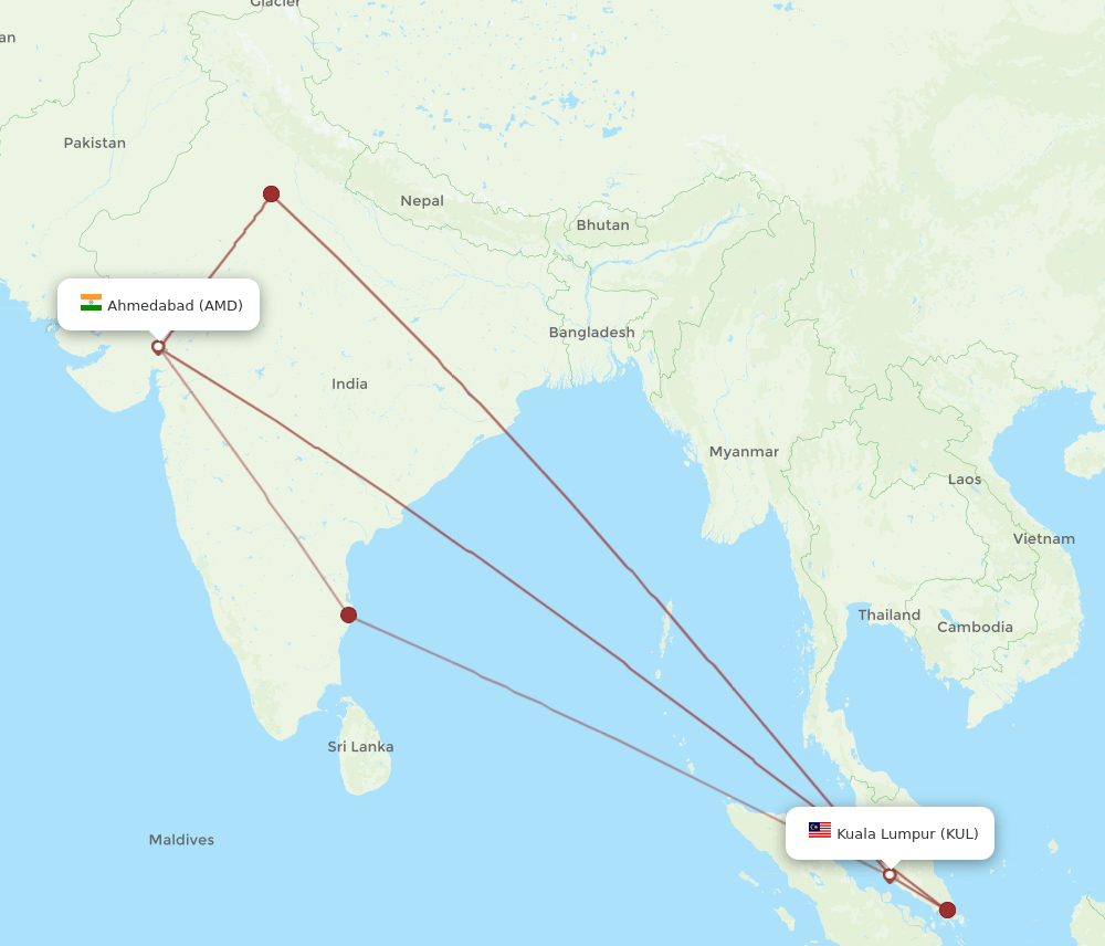 AMD-KUL flight routes