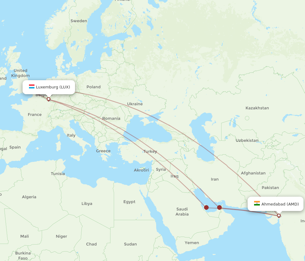 AMD-LUX flight routes