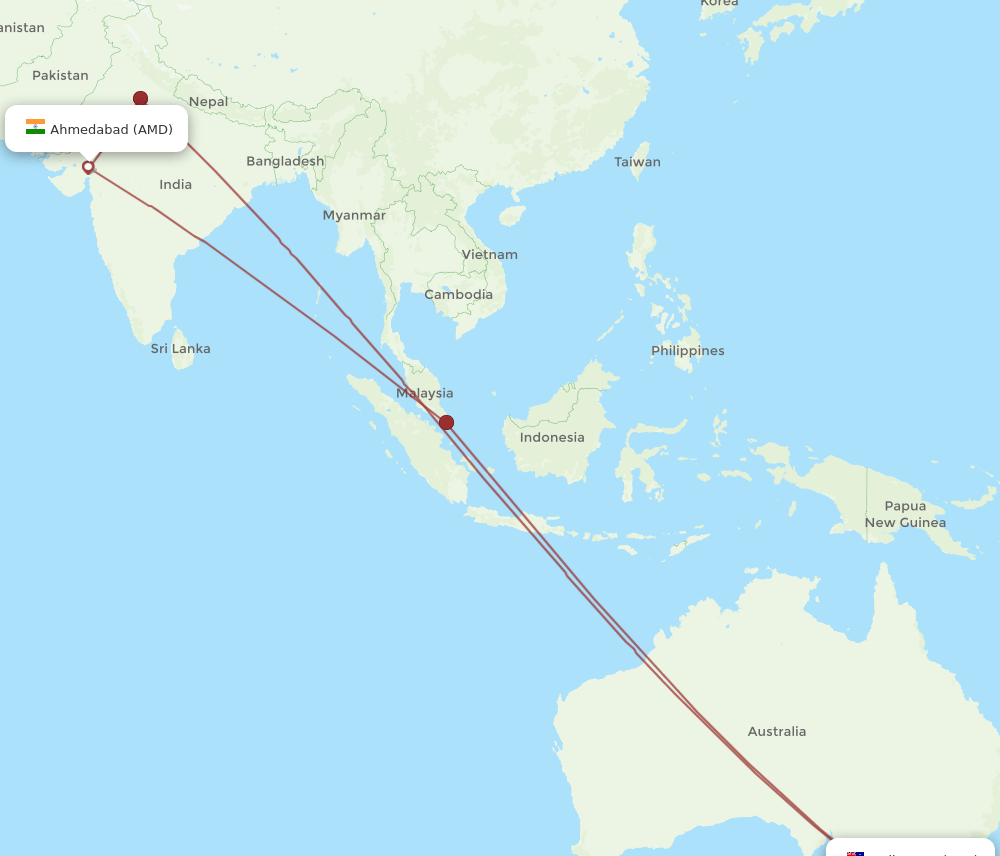 AMD-MEL flight routes