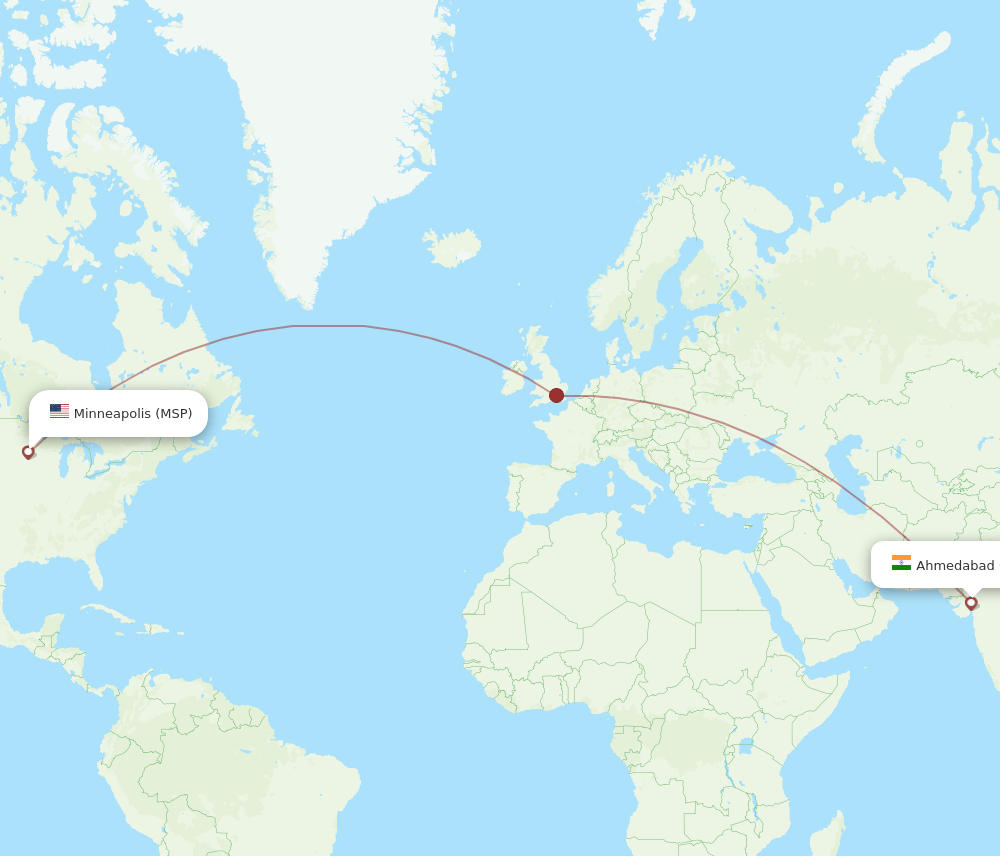 AMD to MSP flights and routes map