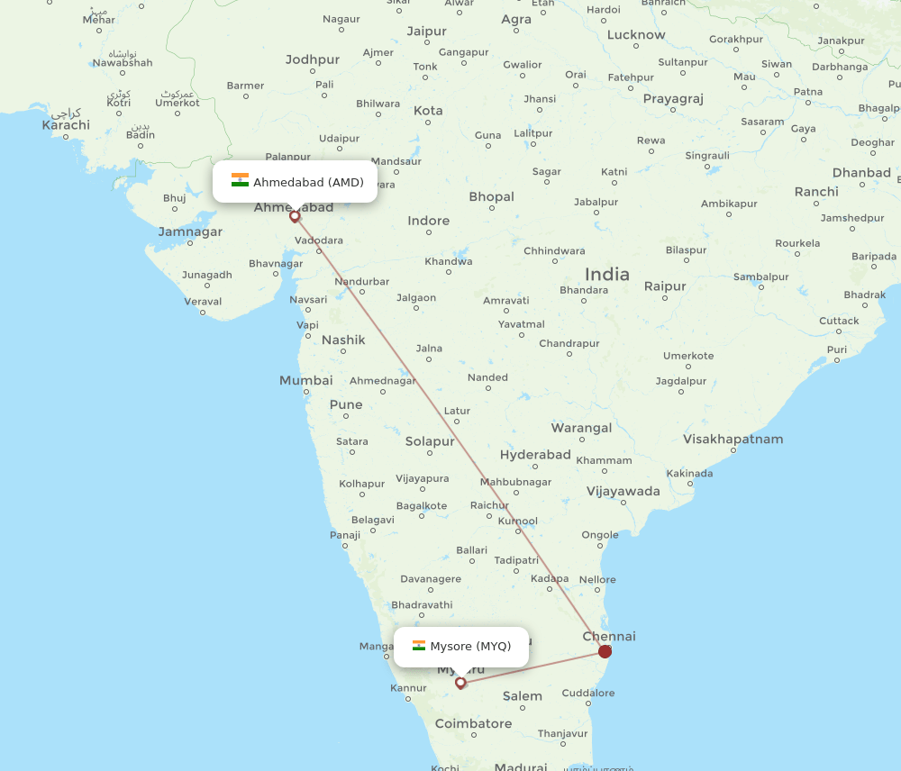 AMD-MYQ flight routes