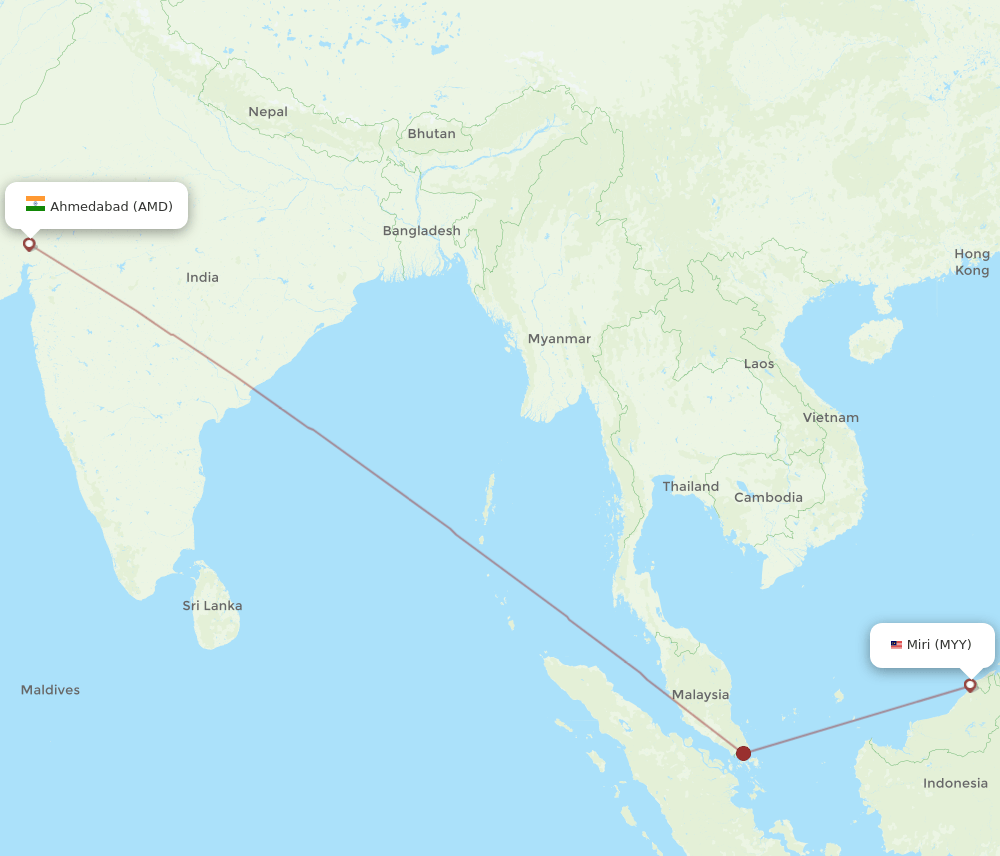 AMD-MYY flight routes