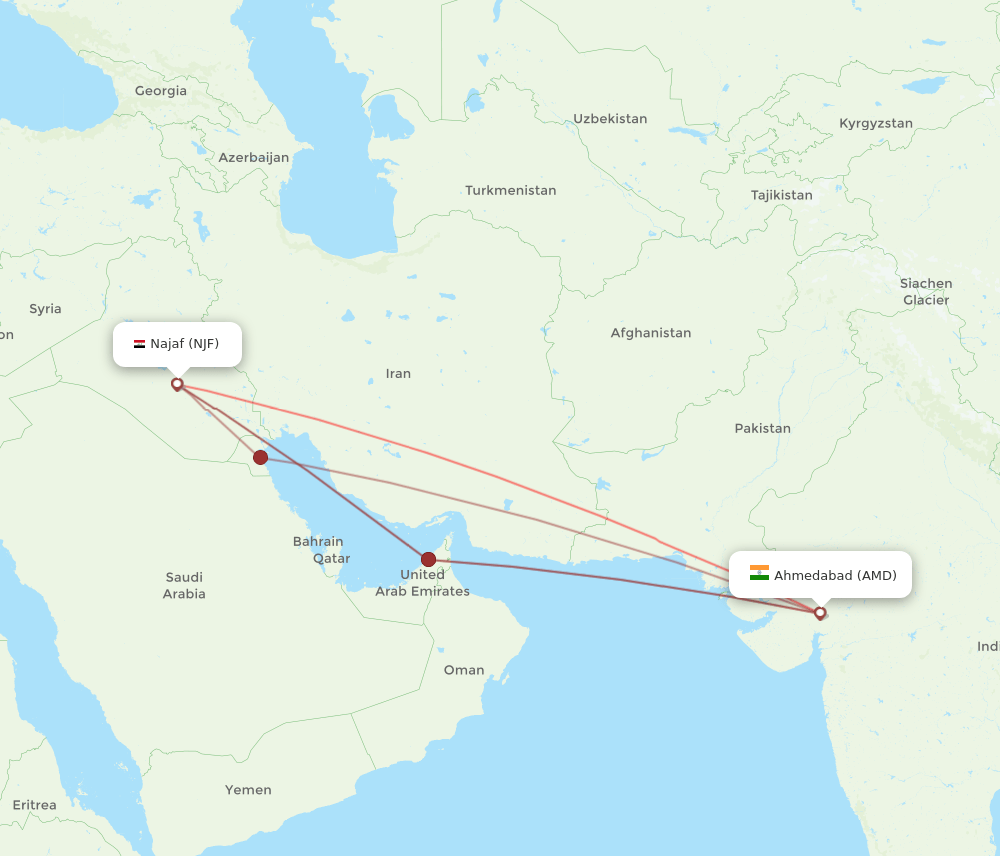 AMD-NJF flight routes