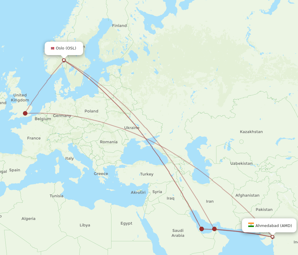 AMD-OSL flight routes