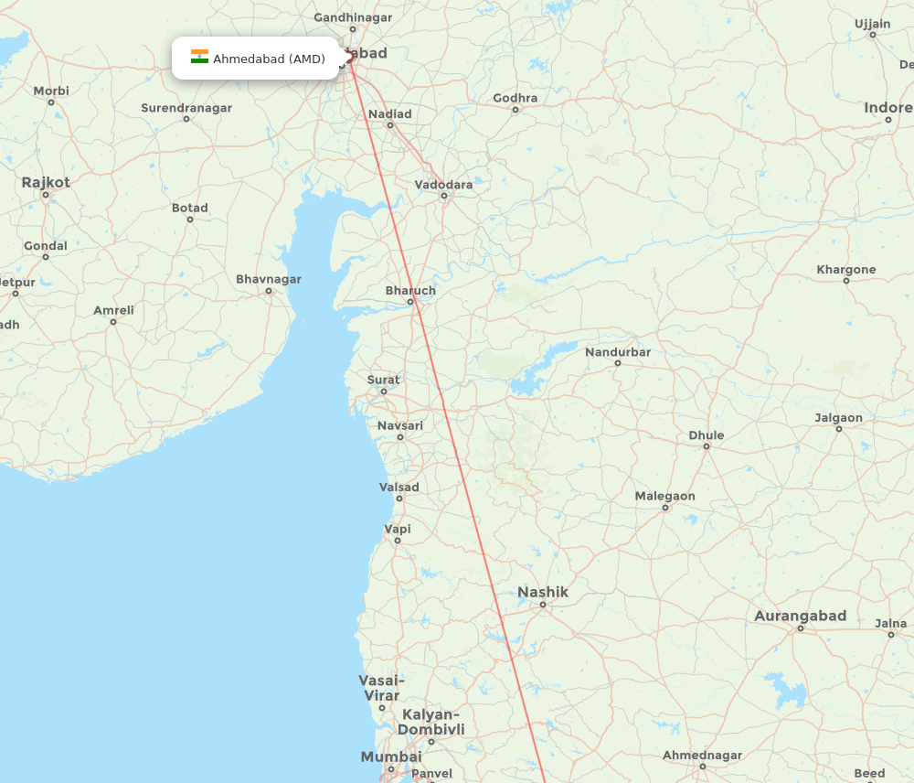 AMD to PNQ flights and routes map