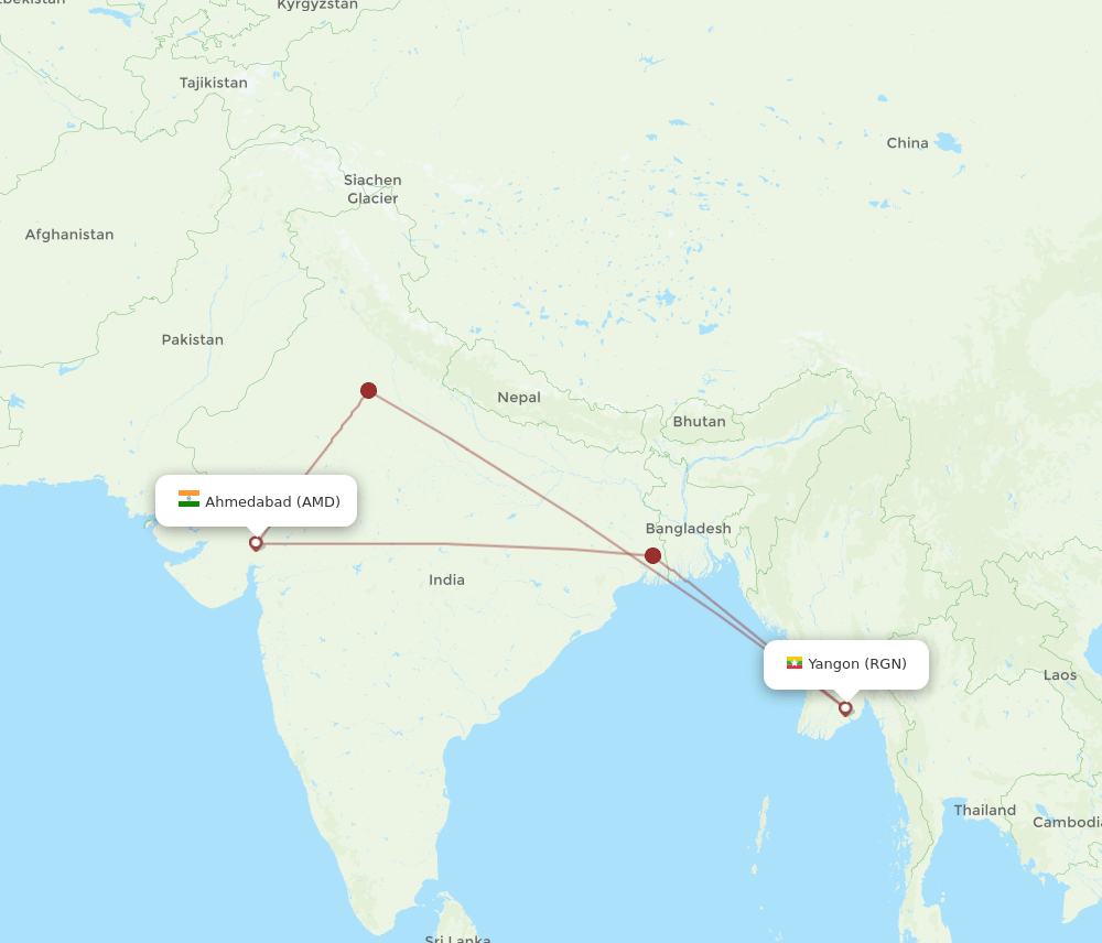 AMD-RGN flight routes