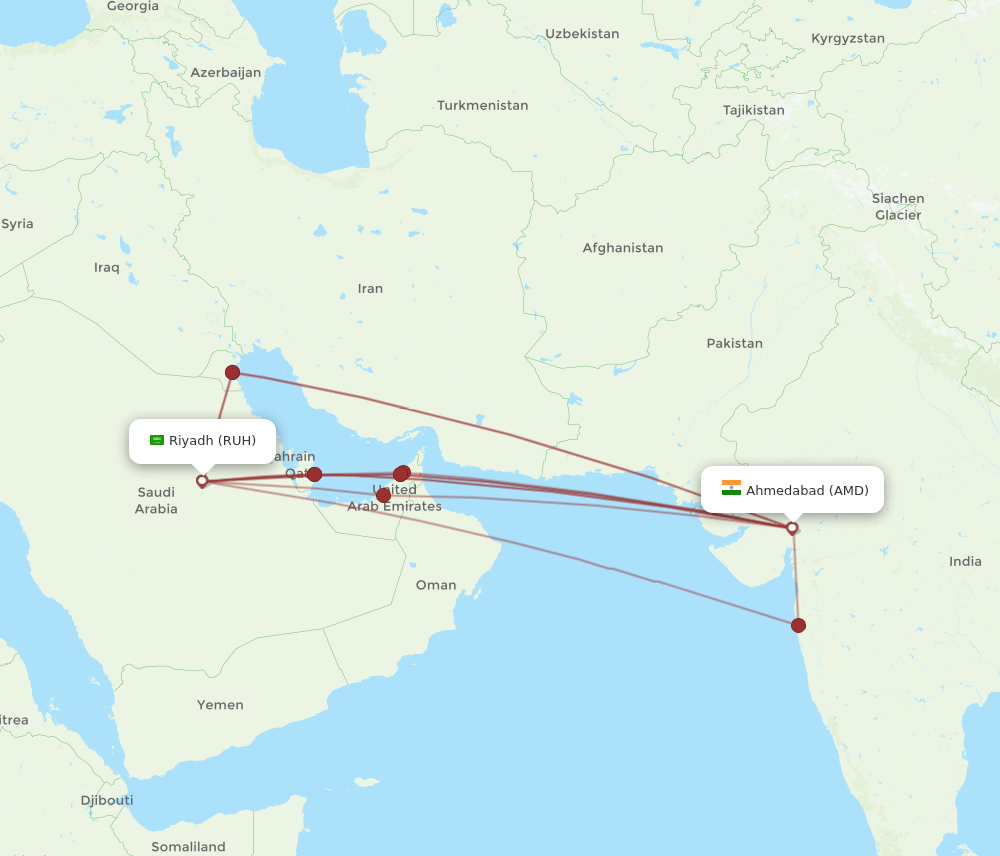 AMD-RUH flight routes