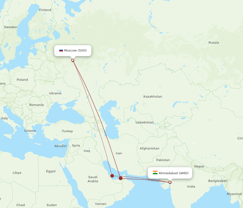 AMD-SVO flight routes
