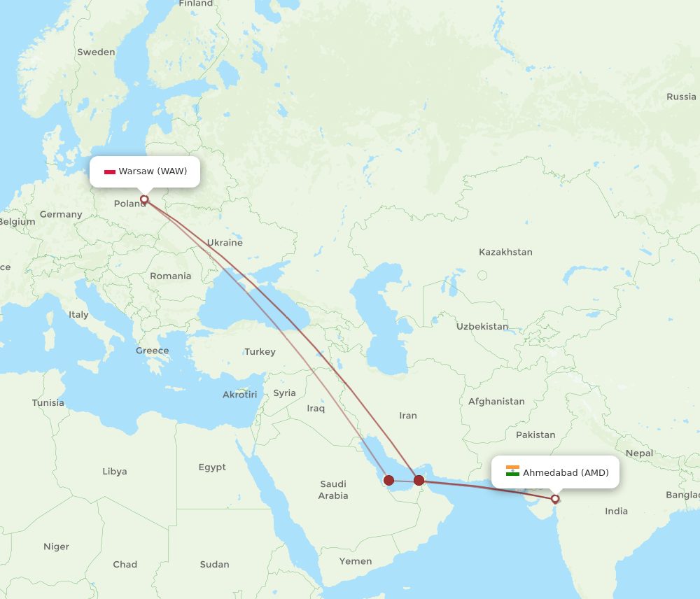 AMD-WAW flight routes