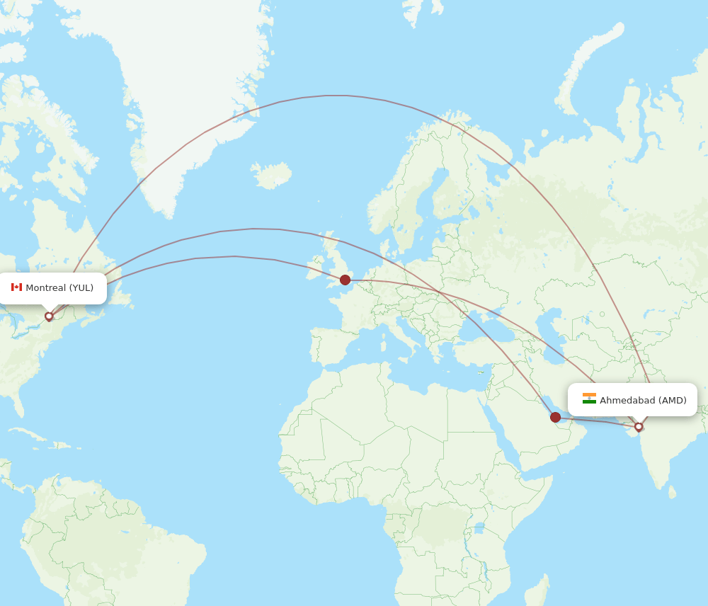 AMD-YUL flight routes