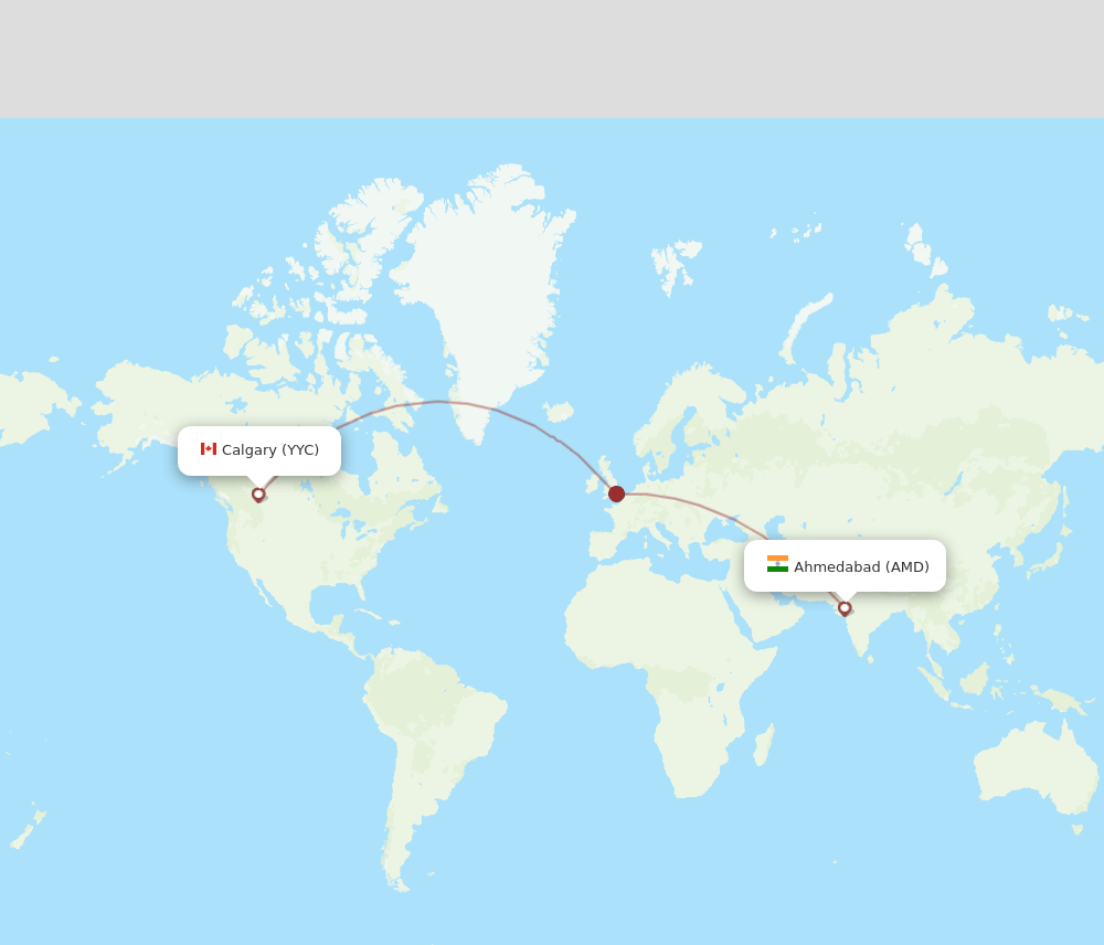 YYC to AMD flights and routes map