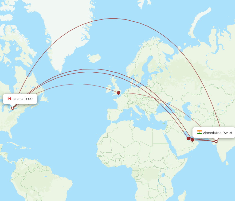 AMD-YYZ flight routes