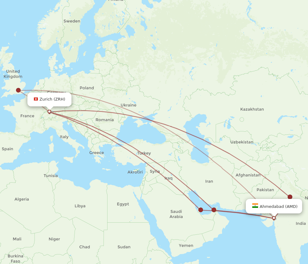 AMD-ZRH flight routes