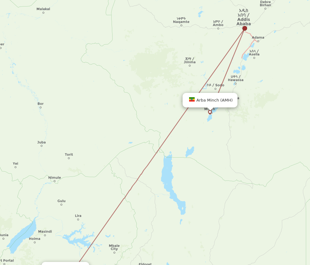 AMH to EBB flights and routes map