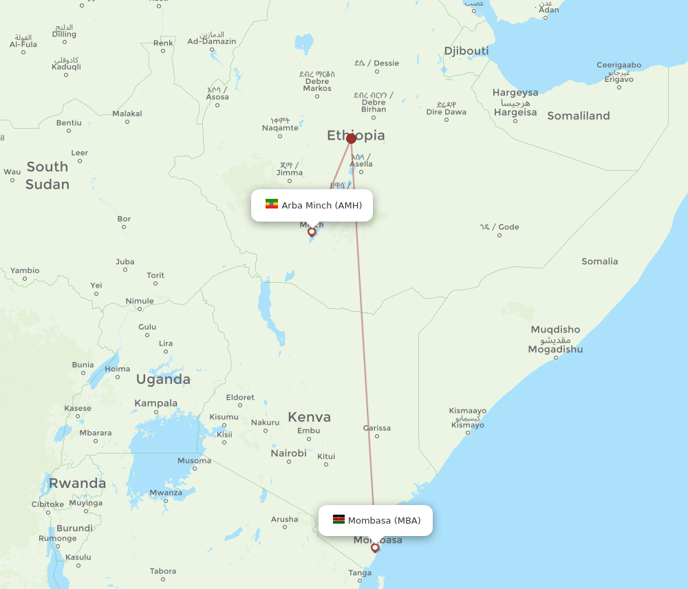 AMH-MBA flight routes