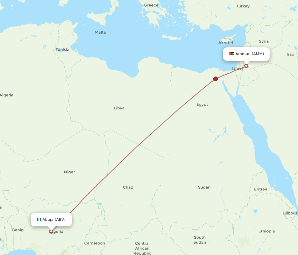AMM to ABV flights and routes map