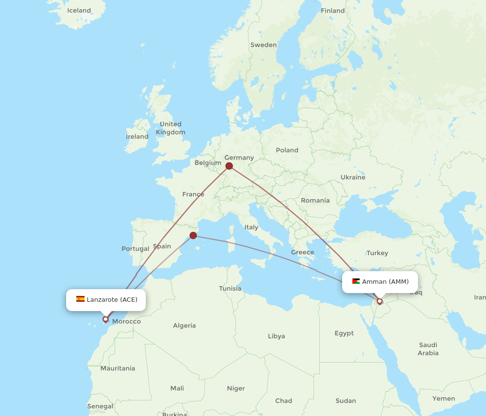 AMM to ACE flights and routes map