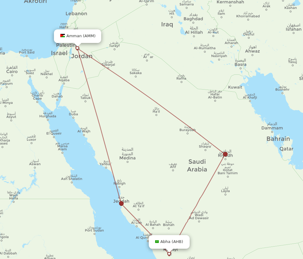 AMM to AHB flights and routes map