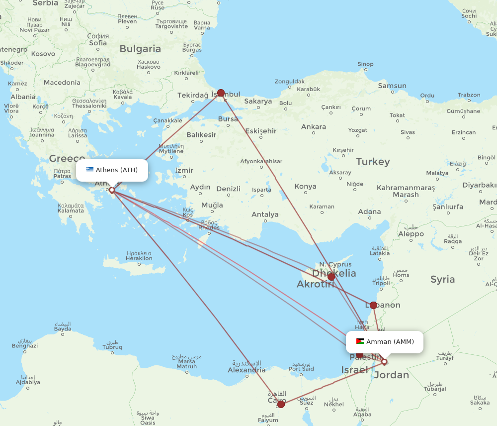 AMM to ATH flights and routes map